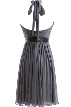 Abito Laurea A-Line Anello in Chiffon con Criss-cross Naturale Senza Maniche - Foto 2