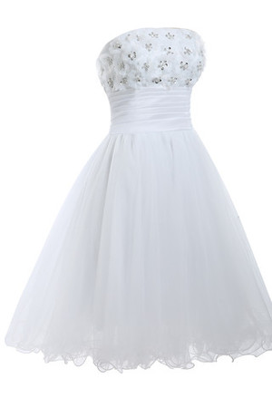 Robe de mariée eclaté avec perle en satin élastique versicolor fermeutre eclair - Photo 4