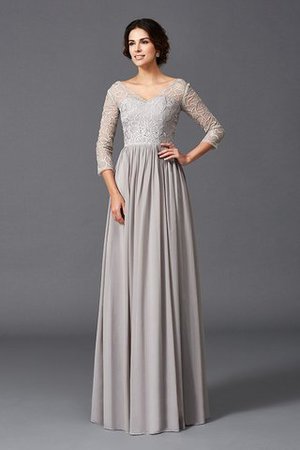 Chiffon V-Ausschnitt Sittsames Brautmutterkleid mit Rüschen mit Reißverschluss - Bild 3