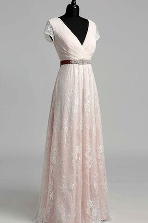 Plissiertes klassisches V-Ausschnitt bescheidenes romantisches Brautkleid mit Rüschen - Bild 3