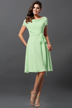 Robe demoiselle d'honneur courte de princesse avec zip en chiffon a-ligne - Photo 26