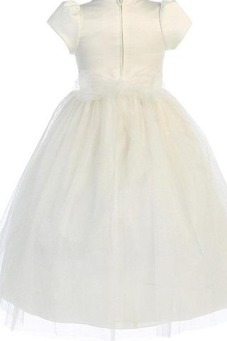 Robe de cortège enfant fermeutre eclair en satin avec fleurs en tulle avec nœud - Photo 2