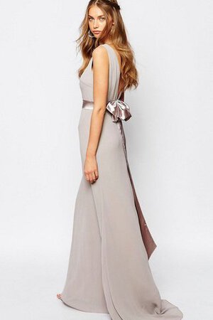 Sencillo Vestido de Dama de Honor de Corte Recto de Sin mangas de Lazos con Cintas - Foto 2