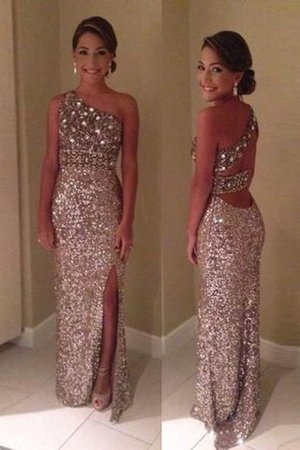 Ärmelloses Ein Schulterfreies Sittsames Bodenlanges Ballkleid mit Pailletten - Bild 1