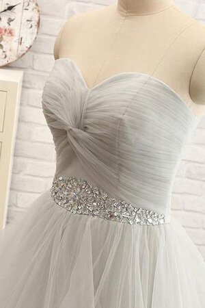 Robe de mariée col u profond en tulle avec perle a-ligne col en forme de cœur - Photo 3