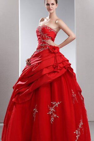 A-Linie Taft Perlenbesetztes geschichtes gesticktes Jugendweihekleid - Bild 3