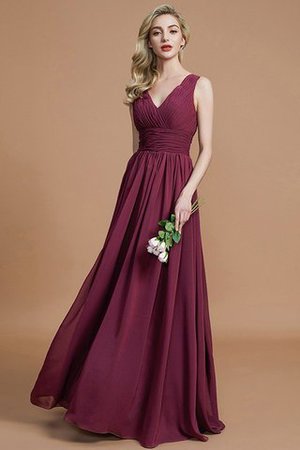 Abito da Damigella A-Line Principessa A Terra Senza Maniche in Chiffon - Foto 10