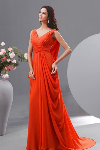 Empire Taille Chiffon drapiertes V-Ausschnitt langes Brautmutterkleid - Bild 2