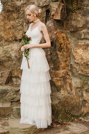 Abito da sposa senza maniche con increspature bellissima tubino naturale in pizzo - Foto 4