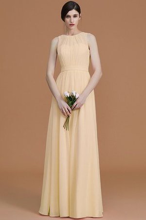 Gerüschtes Natürliche Taile Reißverschluss Bodenlanges Brautjungfernkleid aus Chiffon - Bild 12