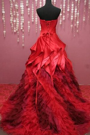 Tüll Perlenbesetztes normale Taille Spitze langes Quinceanera Kleid mit Rücken Schnürung - Bild 2