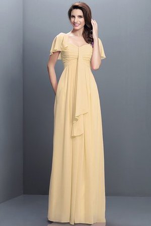 Halbe Ärmeln Herz-Ausschnitt Plissiertes Bodenlanges Brautjungfernkleid aus Chiffon - Bild 6