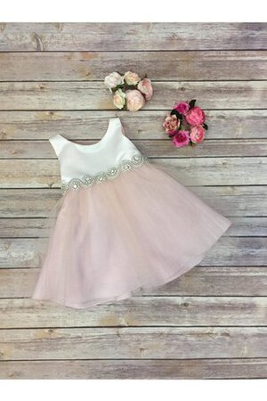 Tüll plissiertes a linie wadenlanges Blumenmädchenkleid mit Empire Taille - Bild 4