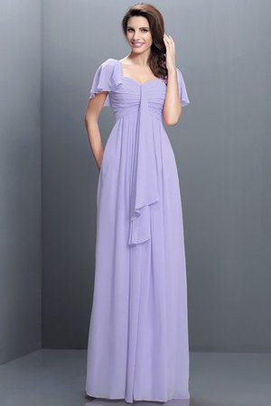 Halbe Ärmeln Herz-Ausschnitt Plissiertes Bodenlanges Brautjungfernkleid aus Chiffon - Bild 19