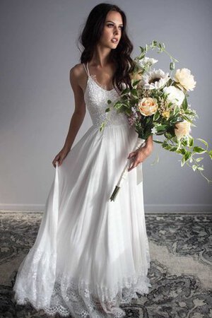 Abito da Sposa in pizzo alta vita in Pizzo Senza Maniche Semplice in Chiffon - Foto 6