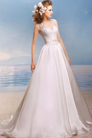 Abito da Sposa A-Line Senza Maniche in Pizzo a Spiaggia in pizzo V-Scollo - Foto 1