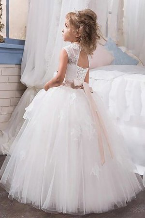 Ärmelloses Normale Taille Duchesse-Linie Bodenlanges Blumenmädchenkleid mit Kristall - Bild 2