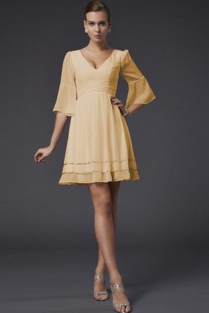 Robe demoiselle d'honneur naturel avec zip avec perle v encolure avec sans manches - Photo 4