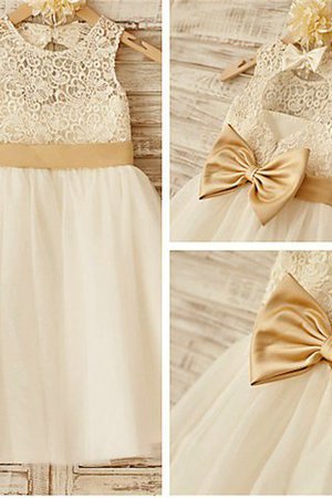 Prinzessin A Linie Bodenlanges Blumenmädchenkleid ohne Ärmeln mit Blume - Bild 1