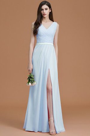 Normale Taille Gerüschtes Prinzessin Bodenlanges Brautjungfernkleid ohne Ärmeln - Bild 24