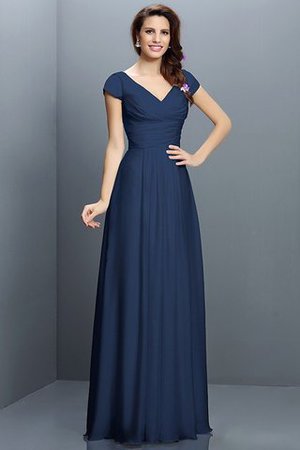 Robe demoiselle d'honneur plissé avec zip en chiffon de princesse a-ligne - Photo 10