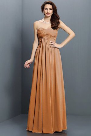 Herz-Ausschnitt Satin Ärmelloses Brautjungfernkleid mit Drapierung mit Plissierungen - Bild 4