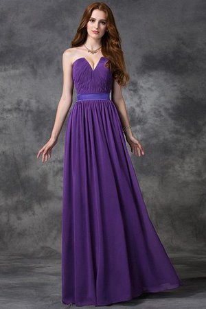 Abito da Damigella Lunghi Cuore A Terra con Increspato in Chiffon - Foto 22
