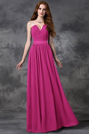 Robe demoiselle d'honneur longue manche nulle de col en cœur avec chiffon a-ligne - Photo 11