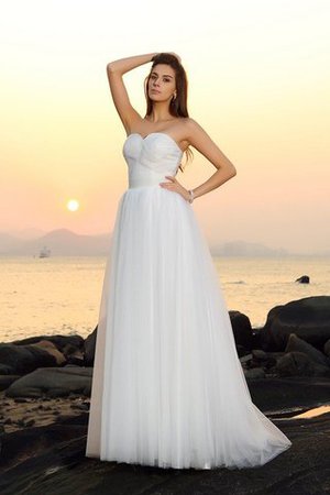 Robe de mariée longue luxueux avec sans manches a-ligne de traîne courte - Photo 1