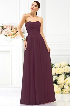 Vestido de Dama de Honor de Sin mangas de Largo de Escote sin tirantes de Plisado - Foto 5