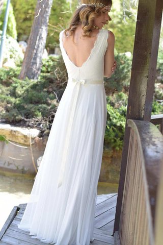 Robe de mariée facile avec ruban avec sans manches en chiffon de traîne courte - Photo 2