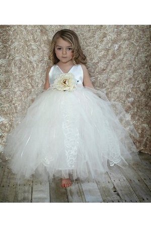 Robe de cortège enfant avec perle de mode de bal avec gradins en tulle ceinture - Photo 3