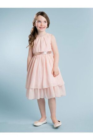 Perlenbesetztes a linie kurzes knielanges Blumenmädchenkleid mit Rüschen - Bild 1