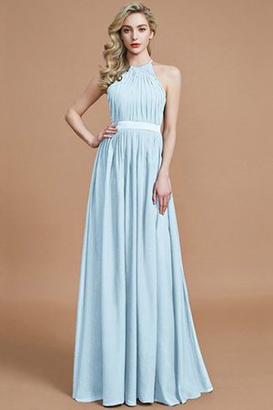 Robe demoiselle d'honneur manche nulle avec zip ruché jusqu'au sol en chiffon - Photo 23