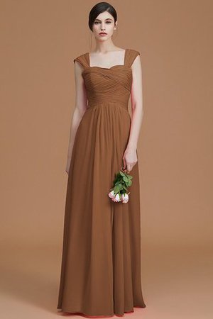 Robe demoiselle d'honneur naturel avec sans manches en chiffon a-ligne ruché - Photo 10