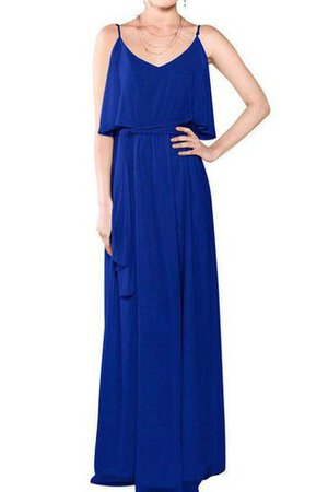 Robe demoiselle d'honneur simple distinguee a-ligne en chiffon v encolure - Photo 1