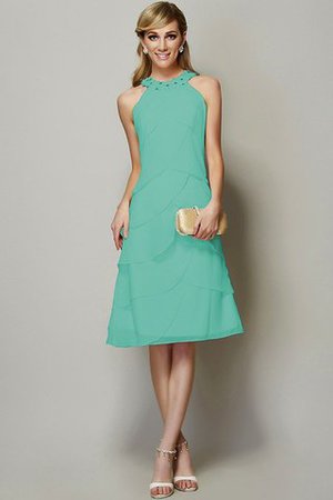 Enges Chiffon Normale Taille Bescheidenes Brautjungfernkleid mit Applike - Bild 15