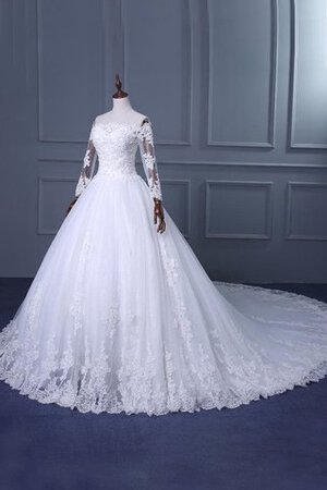 Spaghetti Träger Bateau Tüll Duchesse-Linie Brautkleid mit Applikation mit Bordüre - Bild 2