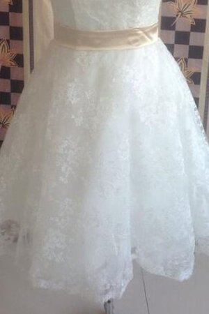 Plissiertes Reißverschluss Spitze Brautkleid mit Schleife mit Bordüre - Bild 5