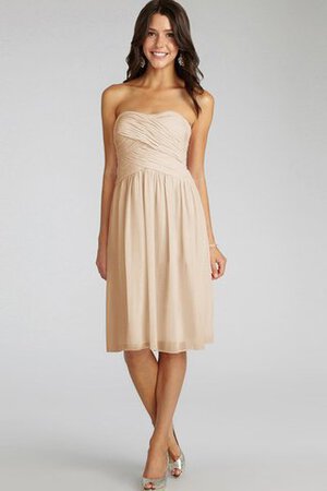 Chiffon trägerloser Ausschnitt gerüschtes mini Brautjungfernkleid mit kreuz - Bild 3