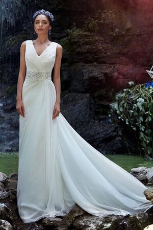 Gerüschtes a linie Reißverschluss Strand prächtiges Brautkleid aus Chiffon - Bild 1