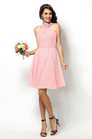 Robe demoiselle d'honneur naturel bref de col haut ligne a de princesse - Photo 21