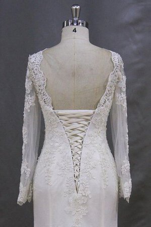 Hoher Kragen langärmeliges Meerjungfrau natürliche Taile bodenlanges sexy Brautkleid - Bild 4
