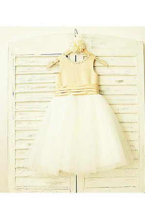 Abito da Cerimonia Bambini in Tulle Naturale A-Line Sotto Ginocchio Tondo - Foto 2