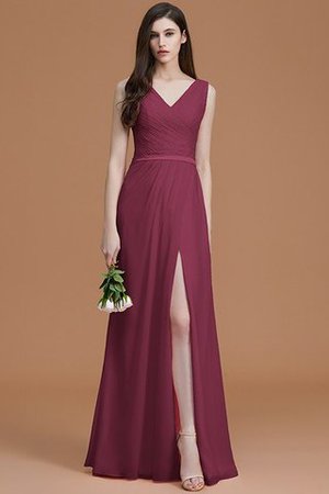 Normale Taille Gerüschtes Prinzessin Bodenlanges Brautjungfernkleid ohne Ärmeln - Bild 11