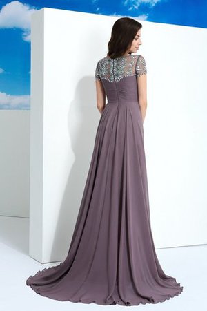 Chiffon Natürliche Taile Formelles Anständiges Abendkleid mit kurzen Ärmeln - Bild 2