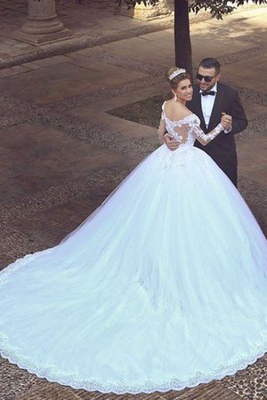Robe de mariée classique naturel chic de mode de bal avec manche longue - Photo 2