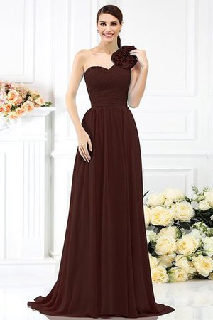 Robe demoiselle d'honneur plissage avec fleurs avec chiffon ligne a au drapée - Photo 7