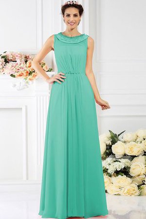 Abito da Damigella Alta Vita con Perline in Chiffon A Terra A-Line - Foto 14