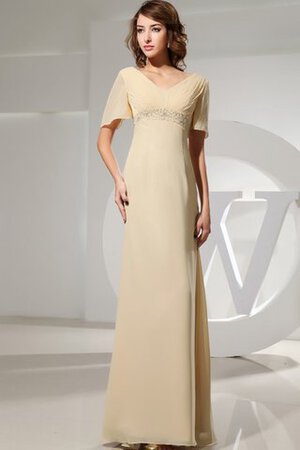 Abito da Sera A Terra senza strap con Increspato in Chiffon con Perline - Foto 4